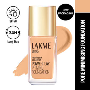Lakme 9 To 5 Powerplay Priming Foundation, Built In Primer, SPF 25, W120 Warm Creme(25ml)