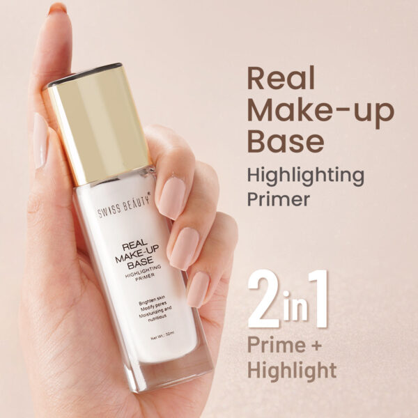 Swiss Beauty Real Make-Up Base Highlighting Primer - 01 Natural Tint(32ml) - Image 3