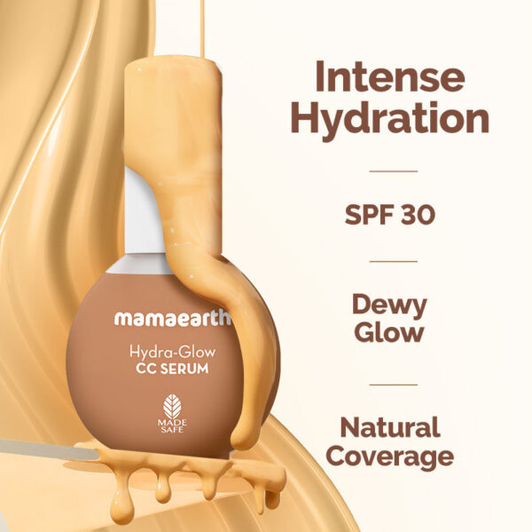 Mamaearth Hydra-Glow CC Serum With Vitamin C & Hyaluronic Acid SPF30 01 Vanilla(30ml) - Image 4