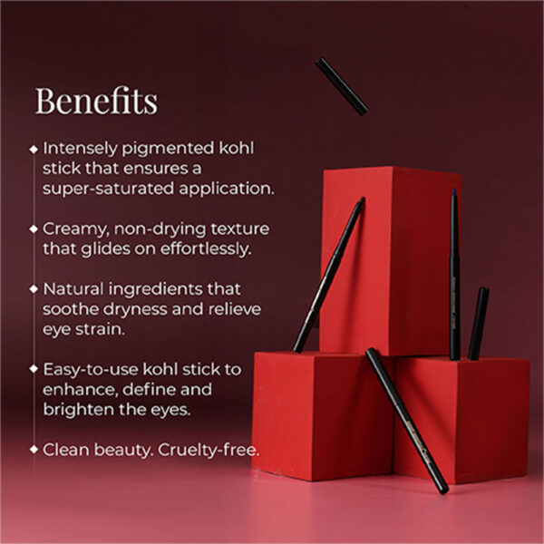 Forest Essentials Gulaab Khaas Kajal - Charcoal Black - Natural Smooth Kajal - Soothing & Cooling(0.3g) - Image 2