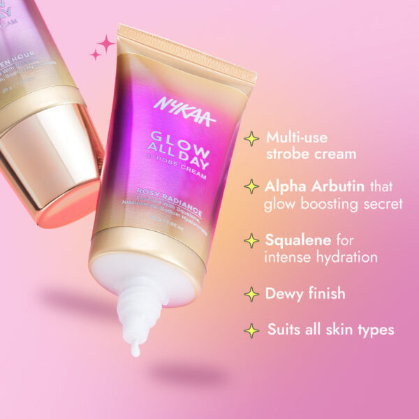 Nykaa Glow All Day Illuminating Strobe Cream + Highlighter + Moisturizer - Rosy Radiance(30g) - Image 2