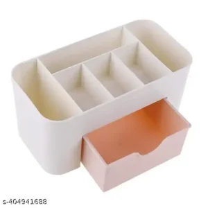 Multi Functional 7 Compartment Plastic Cosmetic Make Up Storage Organizer Box with Drawer (Multi Color)