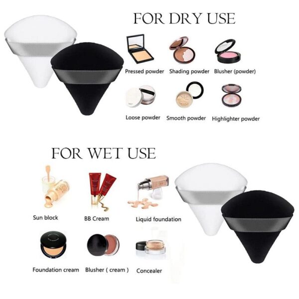 Bronson Professional Pizza Puff Triangle Makeup Blender Sponge Powder Puff Finger Pad With Strap 2 Pcs - Multicolor(2 pcs) - Image 3