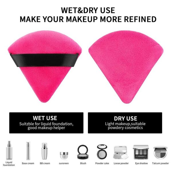 Bronson Professional Pizza Puff Triangle Makeup Blender Sponge Powder Puff Finger Pad With Strap 2 Pcs - Multicolor(2 pcs) - Image 5