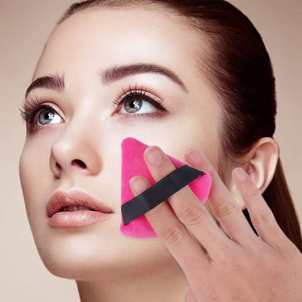 Bronson Professional Pizza Puff Triangle Makeup Blender Sponge Powder Puff Finger Pad With Strap 2 Pcs - Multicolor(2 pcs) - Image 7