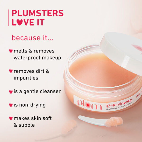 Plum E-Luminence Simply Supple Cleansing Balm- Non-Drying Face, Lip & Eye Waterproof Makeup Remover(90gm) - Image 2