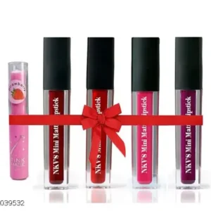 Mini Matte Liquid Lipstick Multicolored 4pc with Lip Balm Free gift