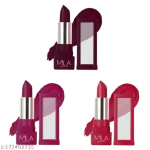 MILA Beaute Matte Lipstick, Long lasting lipsticks, Lipstick for Women, 4.2gm Each, Lipstick Combo pack of 3 (Cloud 9 , Laroosh , Glamorous)