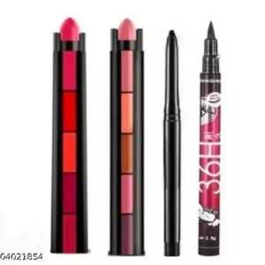 Red and Nude 5in1 lipstick with free 36h eyeliner and ads kajal