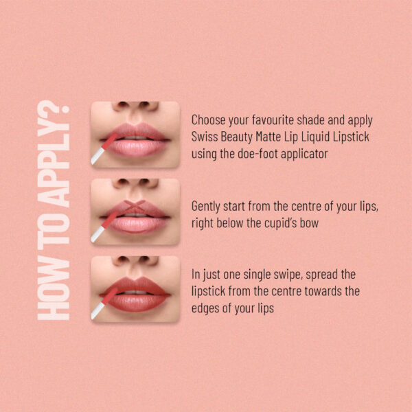 Swiss Beauty Matte Lip Ultra Smooth Matte Liquid Lipstick - 42 Jam(6ml) - Image 7