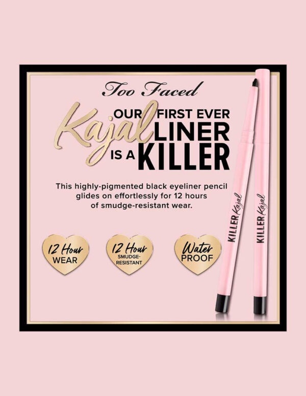 Too Faced Killer Kajal - Black(0.35gm) - Image 2