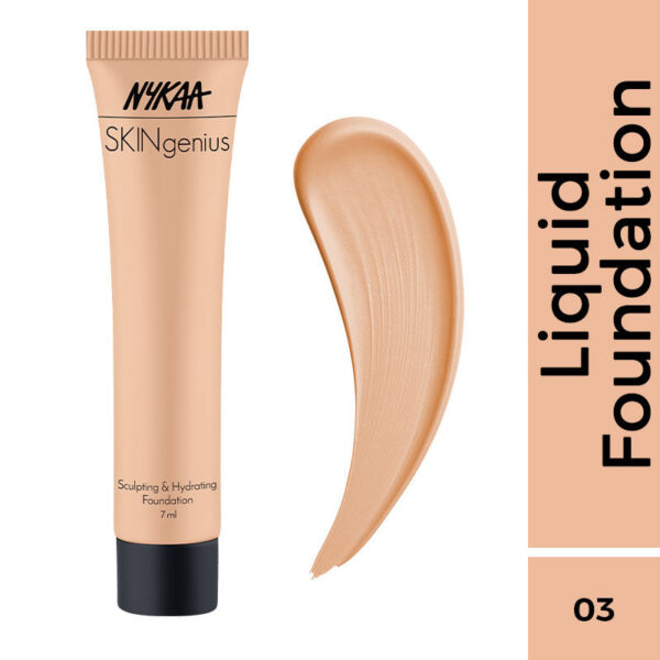 Nykaa Mini SKINgenius Sculpting & Hydrating Dewy Foundation - Warm Sand 03(7ml)