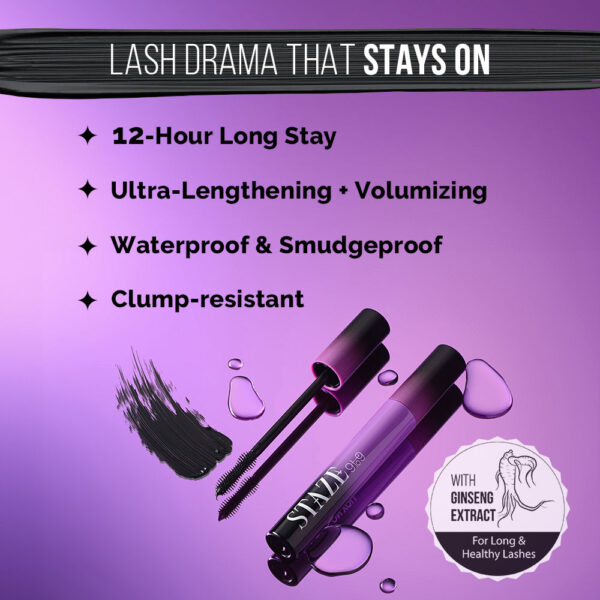 Staze 9to9 All Eyes On You Volumizing & Waterproof Tubing Mascara Blackest Black(5ml) - Image 3