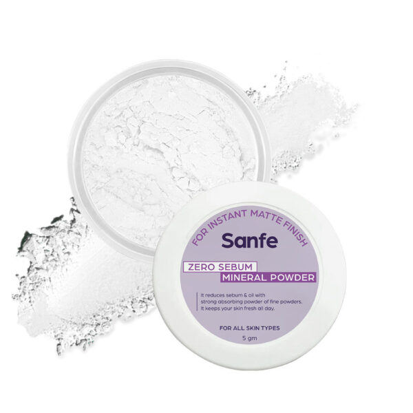 Sanfe No Sebum Mineral Powder | For instant matte finish, controls excess sebum - 5gm(5g)