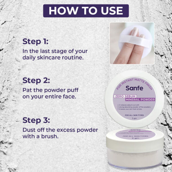 Sanfe No Sebum Mineral Powder | For instant matte finish, controls excess sebum - 5gm(5g) - Image 5