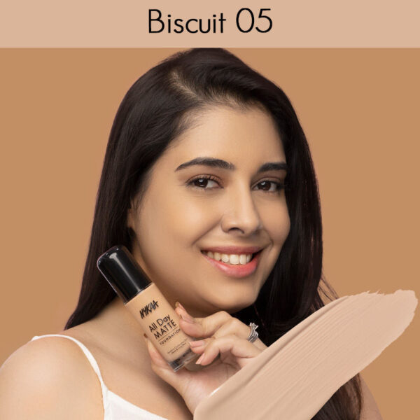 Nykaa All Day Matte Long Wear Liquid Foundation For Normal To Combination Skin - Biscuit 05(30ml) - Image 2