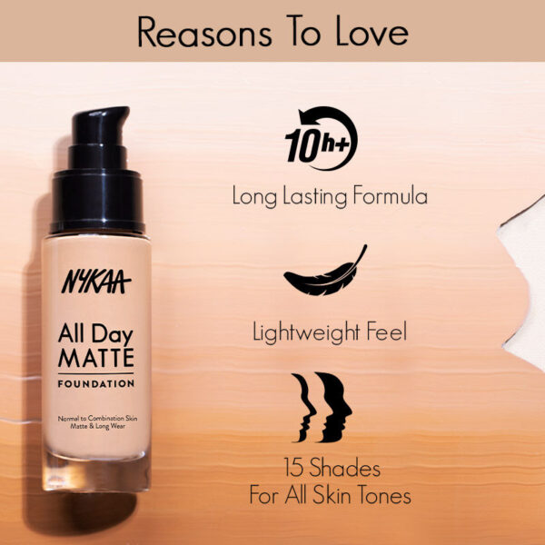 Nykaa All Day Matte Long Wear Liquid Foundation For Normal To Combination Skin - Biscuit 05(30ml) - Image 3