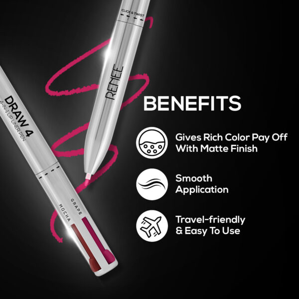 Renee Cosmetics Draw 4 4-In-1 Lip Liner(0.4 g) - Image 3