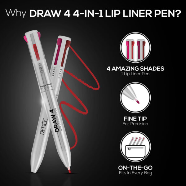 Renee Cosmetics Draw 4 4-In-1 Lip Liner(0.4 g) - Image 4