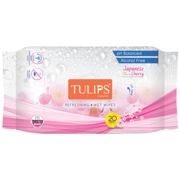 Tulips Refreshing Wet Wipes European Japanese Cherry Fragrance(20 Wipes)