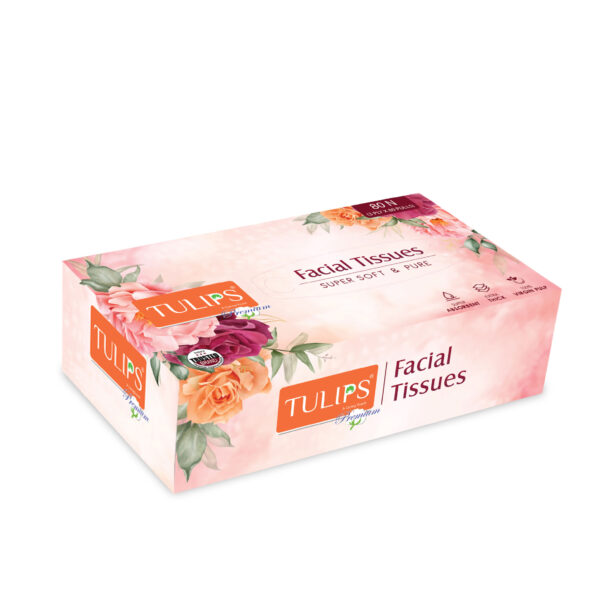 Tulips Premium Facial Tissue Paper Box(240 wipes)