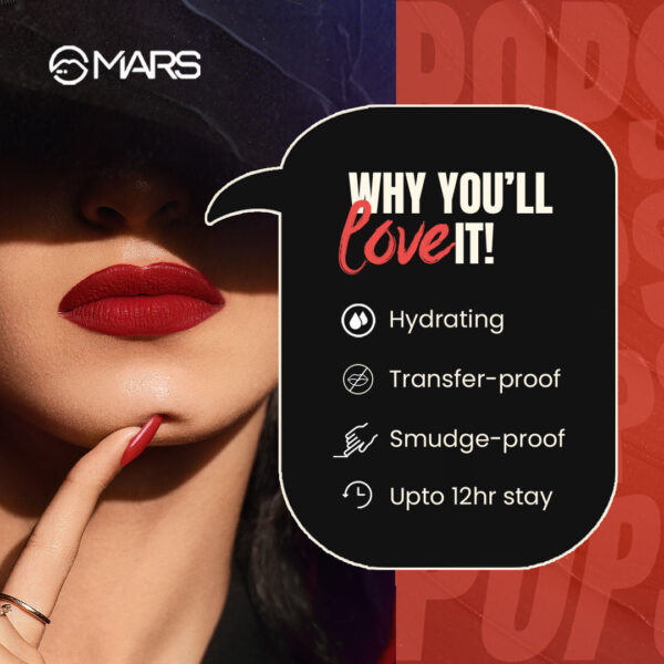 MARS Popstar Non Drying Liquid Mousse Lipstick - Gilded(6ml) - Image 4
