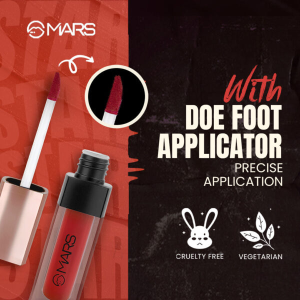 MARS Popstar Non Drying Liquid Mousse Lipstick - Gilded(6ml) - Image 5