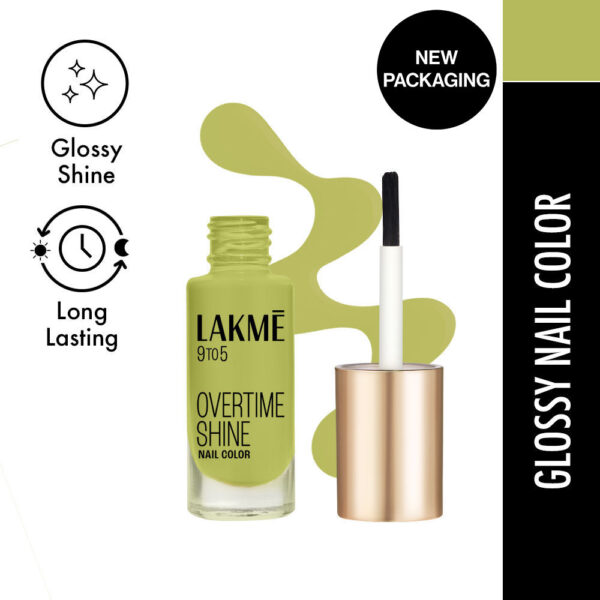 Lakme 9 To 5 Primer + Gloss Nail Color, Lime Treat(6ml)