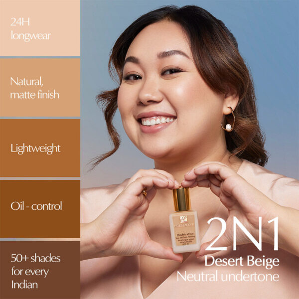 Estee Lauder Double Wear Stay-In-Place Makeup Mini Waterproof Foundation With SPF 10 - 2W2 Rattan(15ml) - Image 3