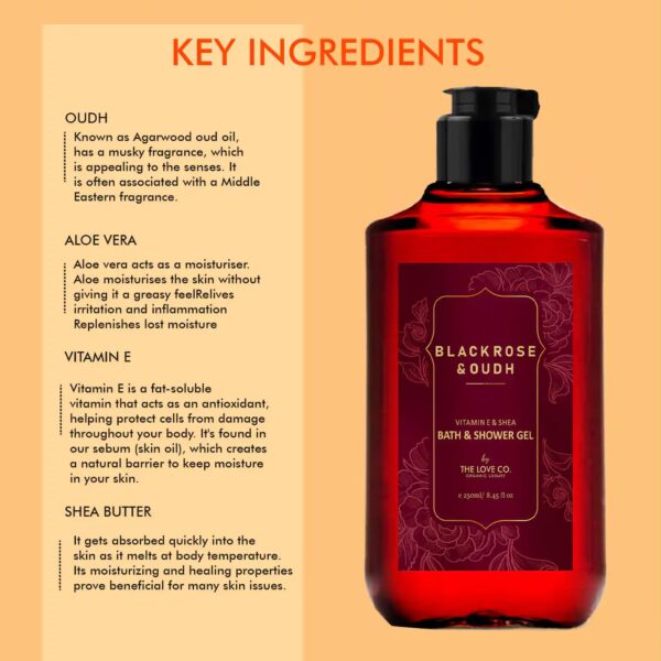 THE LOVE CO. Black Rose & Oudh Shower Gel + Oud Accord Body Lotion Pack of 2 Combo - Image 6